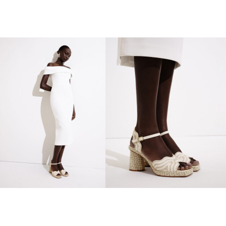 DANAE Blanc Beige, Nu-Pieds à talon Gaimo