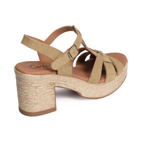 32563 Beige Or, Nu-Pieds à talon Carla Tortosa