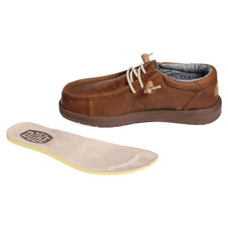 WALLY GRIP CRAFT LEATHER Marron, Slip-On HeyDude