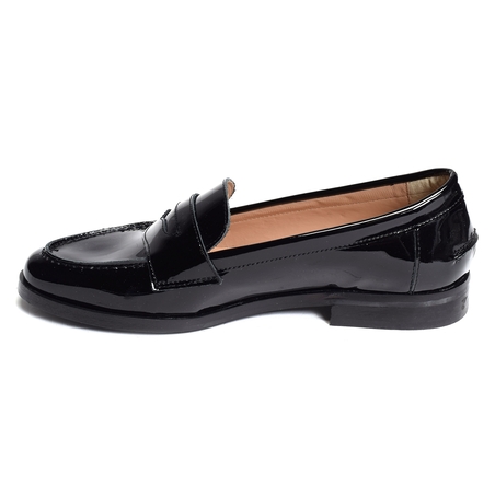 LOAFER Verni Noir, Mocassins Hélène Rouge