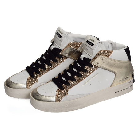 SK8 DELUXE MID Blanc Or, Baskets montantes Crime London