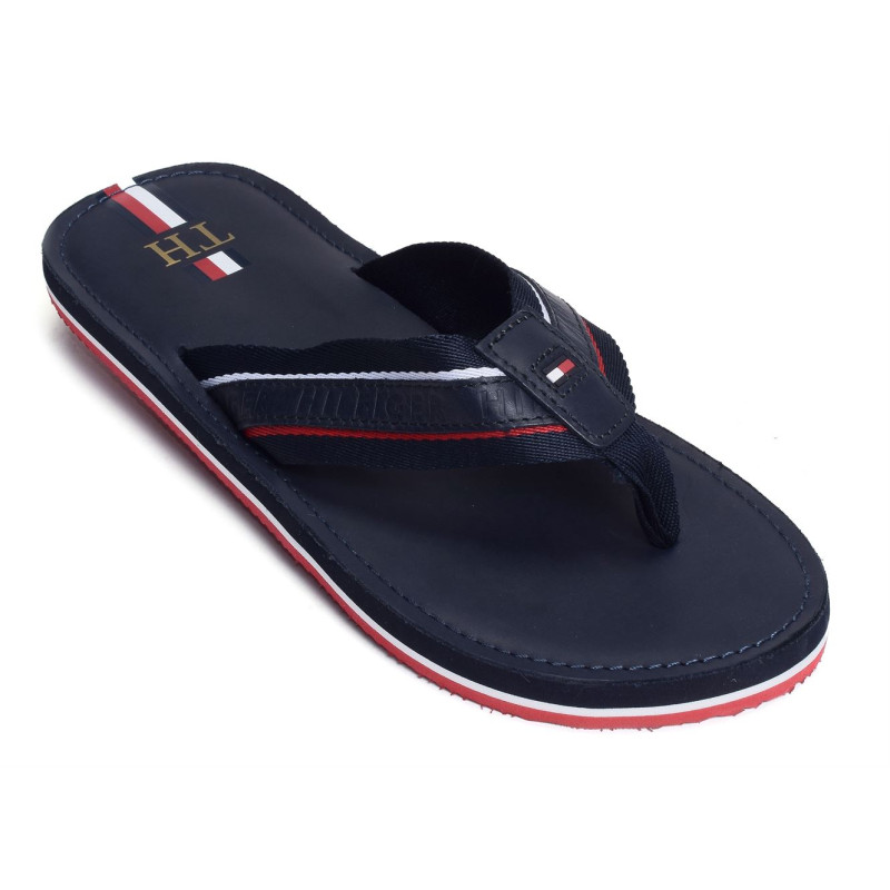 ELEVATED LEATHER BEACH SANDAL 3384 Marine, Tongs Tommy Hilfiger