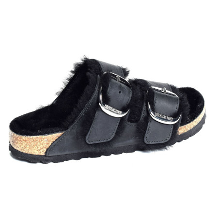 ARIZONA BIG BUCKLE SHEARLING Noir, Mules Birkenstock