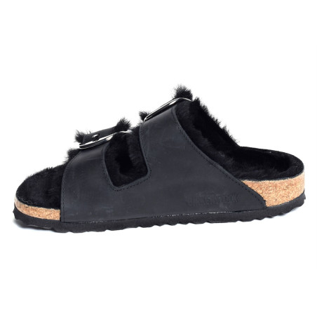 ARIZONA BIG BUCKLE SHEARLING Noir, Mules Birkenstock