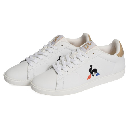 COURTSET Blanc Marron, Sneakers basses Le Coq Sportif