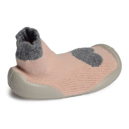 WARM HEART Rose Gris, Chaussons Chaussettes Collégien