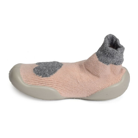 WARM HEART Rose Gris, Chaussons Chaussettes Collégien