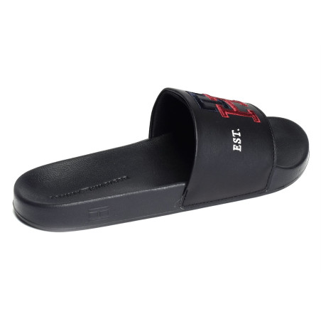 TH EMBROIDERY POOL SLIDE 4465 Noir, Claquettes Tommy Hilfiger