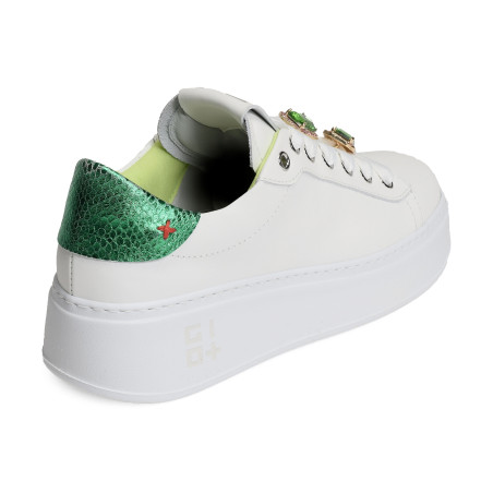 PIA 180C Blanc Vert, Sneakers basses Giopiu