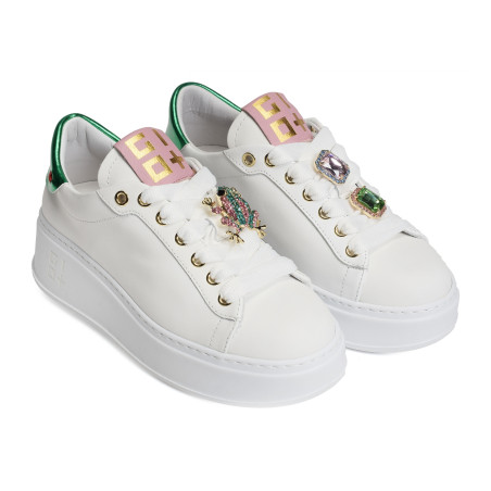 PIA 144A Blanc Vert, Sneakers basses Giopiu