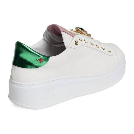 PIA 144A Blanc Vert, Sneakers basses Giopiu