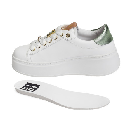 PIA 150A Blanc Vert, Sneakers basses Giopiu