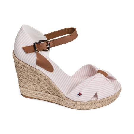 BASIC SEERSUCKER HIGH WEDGE 7160 Blanc Rose, Sandales compensées Tommy Hilfiger