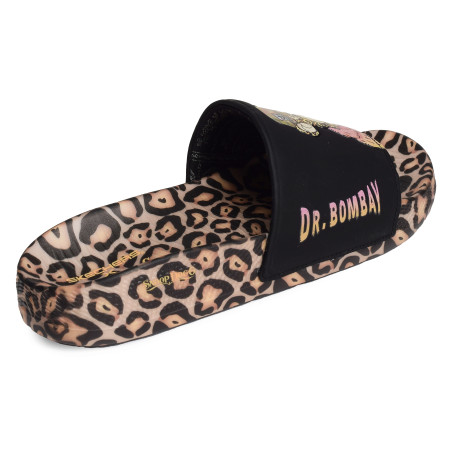 SANDAL DR BOMBAY Noir Léopard, Claquettes Skechers