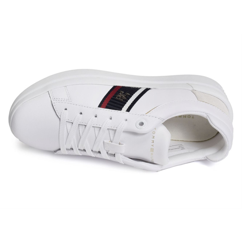 CORP WEBBING COURT SNEAKER 7387 Blanc, Sneakers basses Tommy Hilfiger