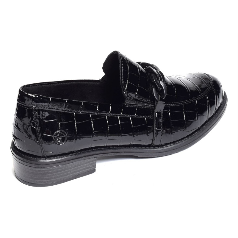 D0F03 Verni Noir, Mocassins Remonte