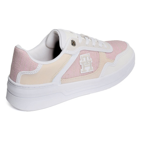 TH WOVEN BASKET SNEAKER 7289 Blanc Rose, Sneakers basses Tommy Hilfiger