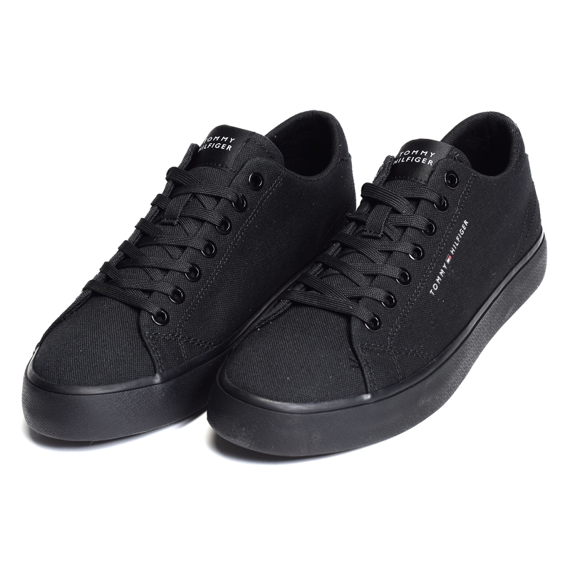 TH HI VULC LOW CANVAS 4882 Noir, Chaussures basses Tommy Hilfiger