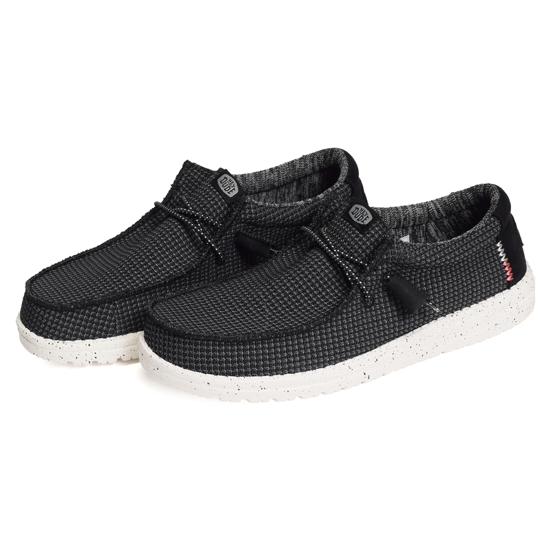 WALLY SPORT MESH Noir Blanc, Chaussures basses HeyDude