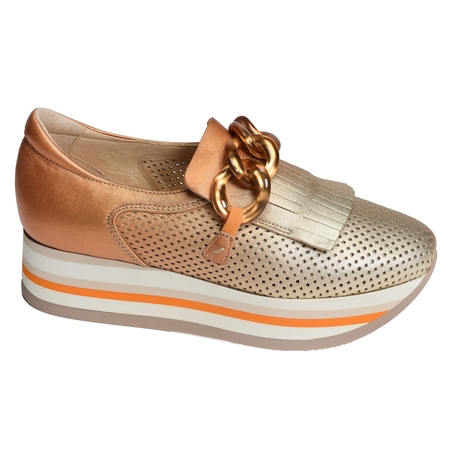 CYNTHIA Platine Orange, Mocassins Softwaves