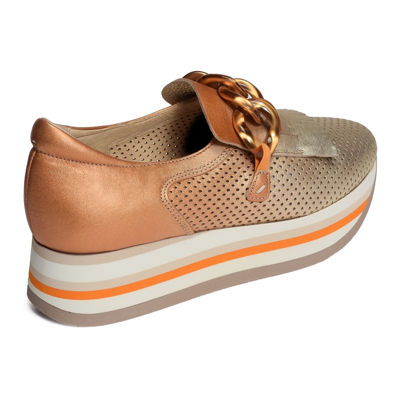 CYNTHIA Platine Orange, Mocassins Softwaves