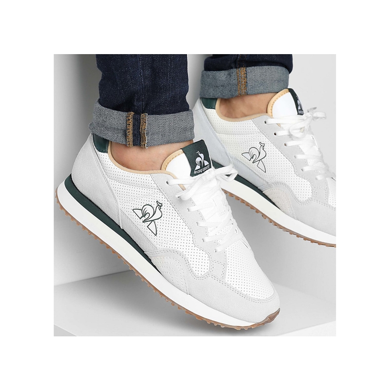 JET STAR Blanc Kaki, Baskets running Le Coq Sportif