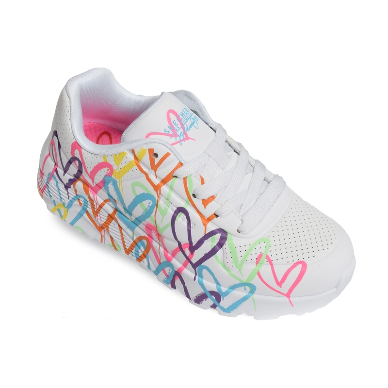 UNO LITE SPREAD THE LOVE Blanc, Sneakers basses Skechers