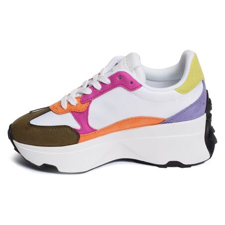 CALEBB4 Blanc Multicolore, Baskets running Guess