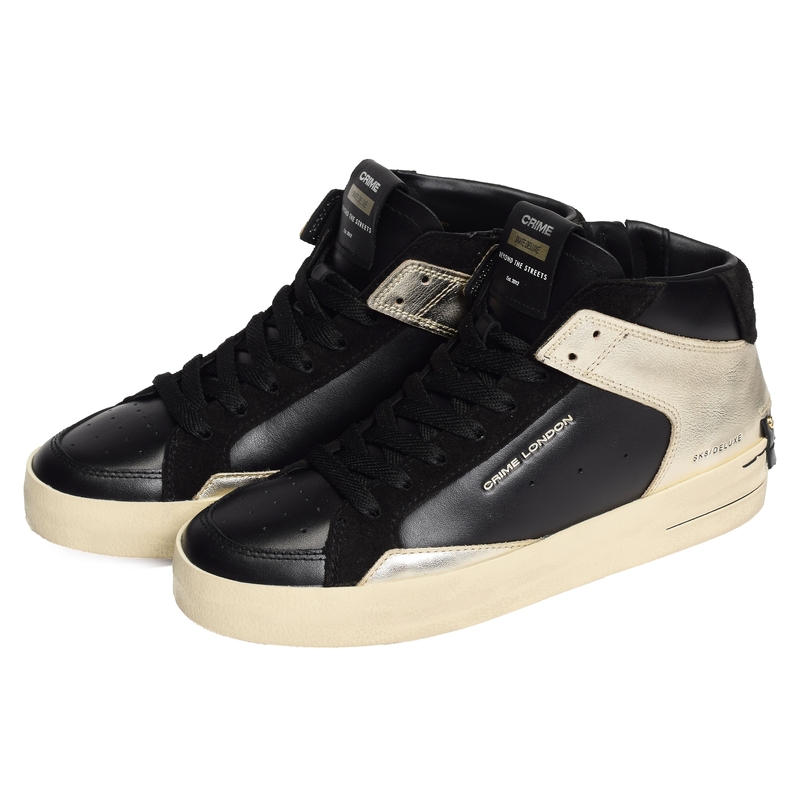 SK8 DELUXE MID Noir Or, Baskets montantes Crime London