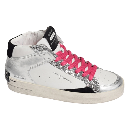 SK8 DELUXE MID Blanc Argent, Baskets montantes Crime London