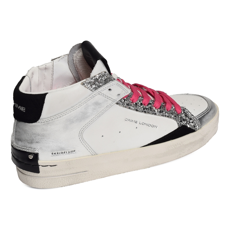 SK8 DELUXE MID Blanc Argent, Baskets montantes Crime London