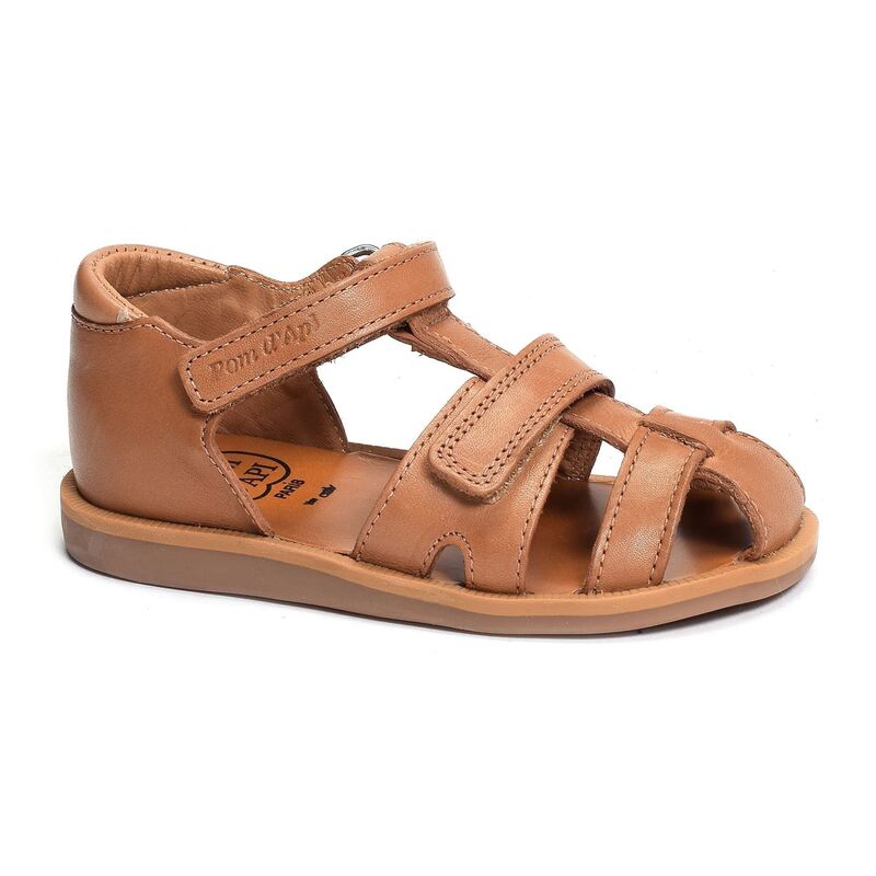 POPPY BOY STRAP Camel, Sandales plates & Nu-Pieds Pom d'Api