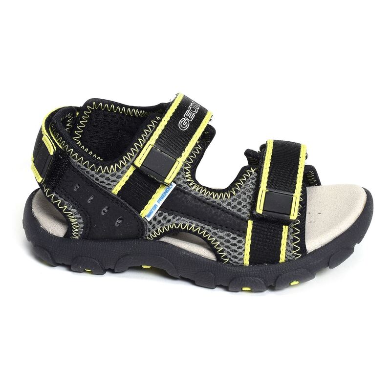 J S STRADA B Noir Jaune, Sandales plates & Nu-Pieds Geox