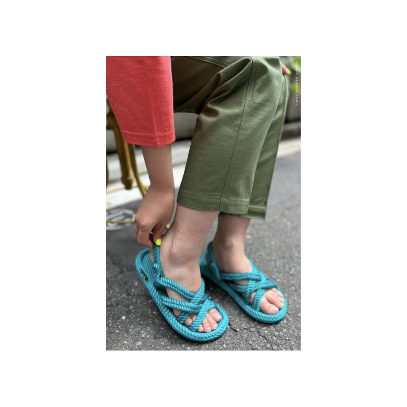 BODRUM SANDALS Turquoise, Sandales plates Bohonomad