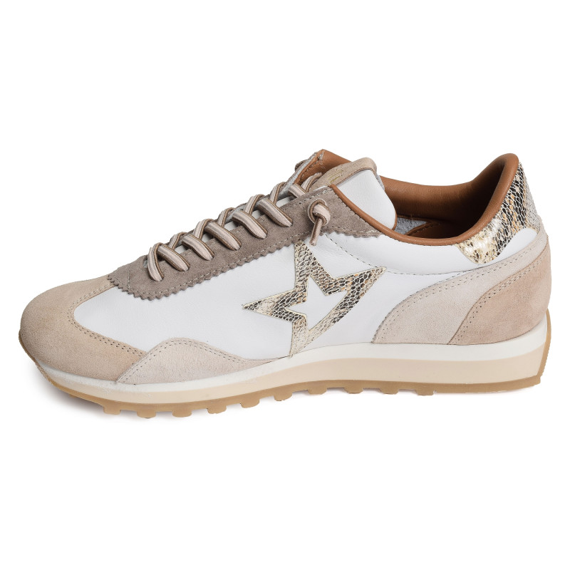 C1259 W Beige Blanc, Baskets running Cetti