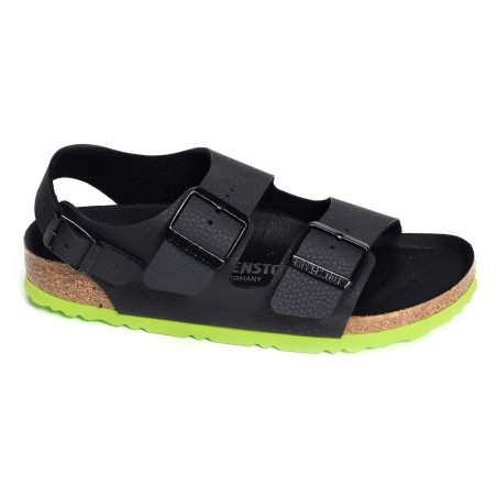 MILANO G ENFANT Noir Vert, Sandales plates & Nu-Pieds Birkenstock