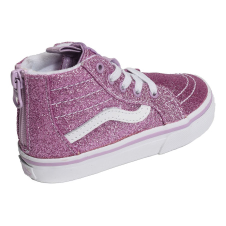 TD SK8 HI BB ZIP Rose Glitter, Baskets montantes Vans