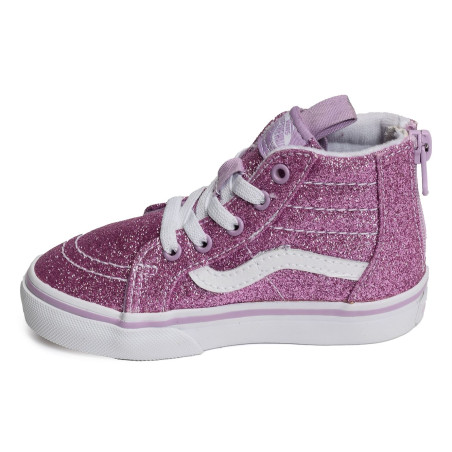 TD SK8 HI BB ZIP Rose Glitter, Baskets montantes Vans