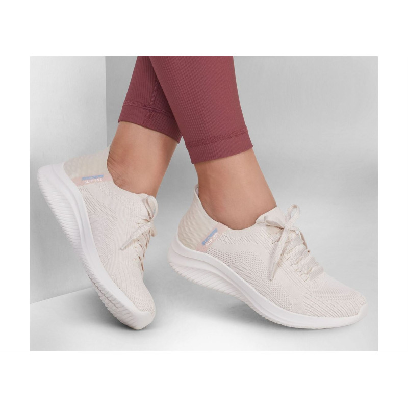 ULTRA FLEX 3.0 BRILLANT PATH Beige, Baskets running Skechers