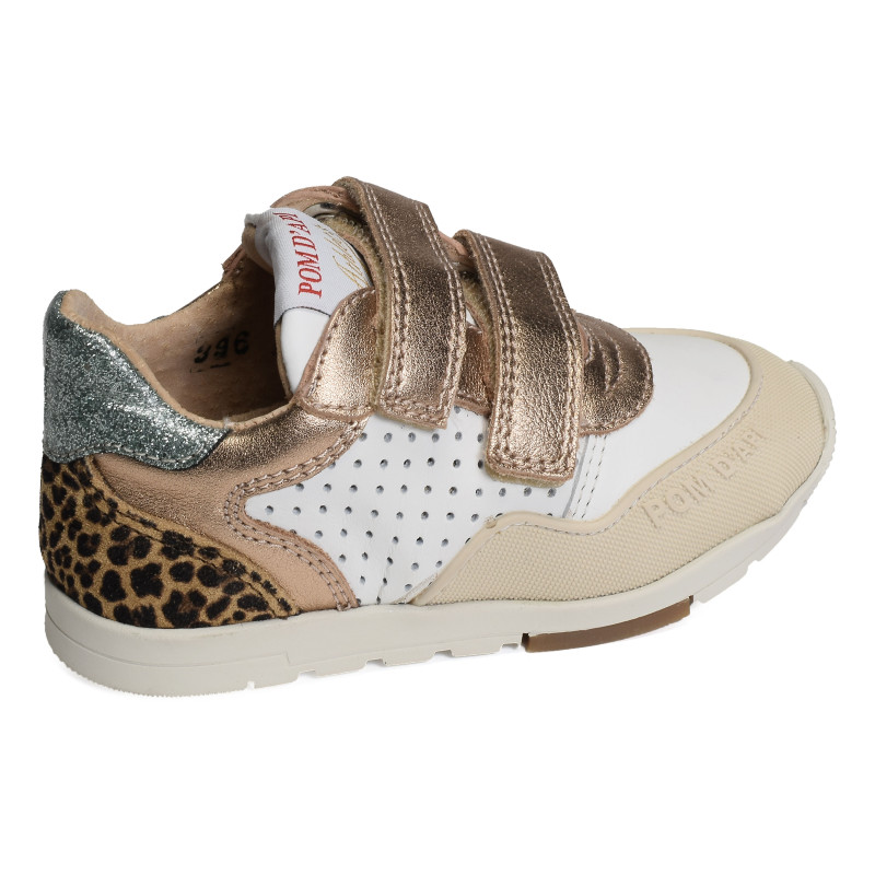 POUSS BUMP PERFO Blanc Bronze, Baskets running Pom d'Api