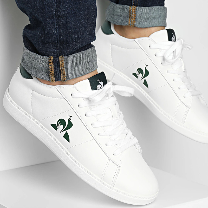 COURTSET Blanc Vert, Sneakers basses Le Coq Sportif