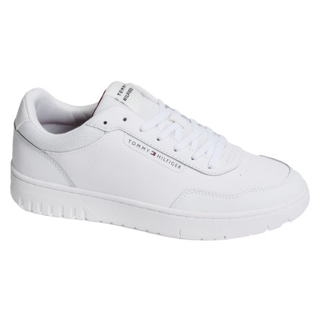 TH BASKET CORE LTH PINPERF 5466 Blanc, Sneakers basses Tommy Hilfiger