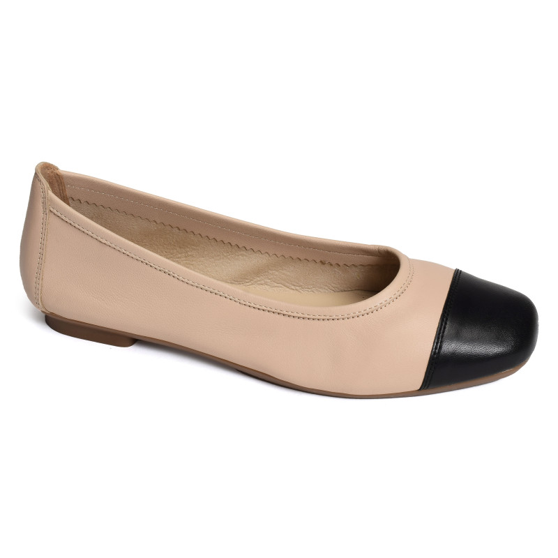 HALCINE Beige Noir, Ballerines Reqins