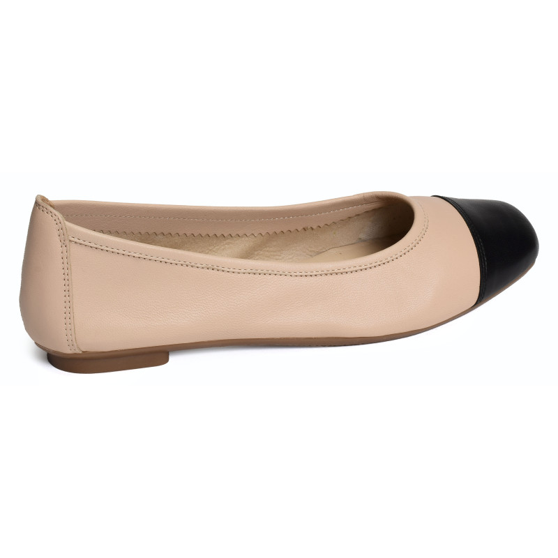 HALCINE Beige Noir, Ballerines Reqins