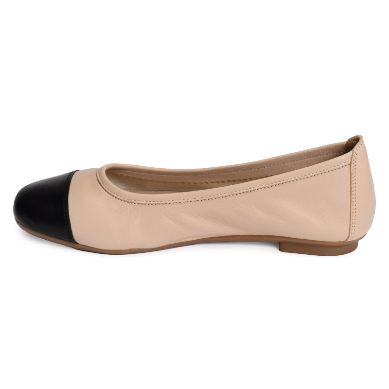 HALCINE Beige Noir, Ballerines Reqins