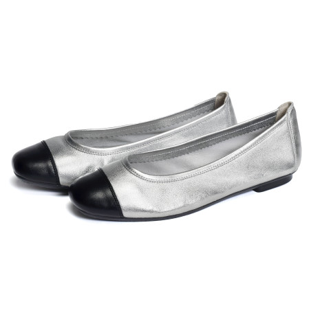 HALCINE Noir Argent, Ballerines Reqins