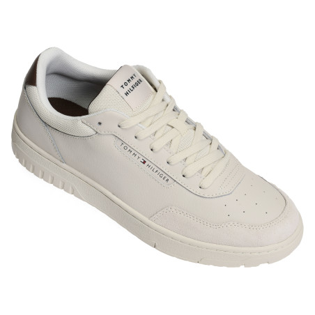 TH BASKET CORE LTH MIX 5467 Ecru, Sneakers basses Tommy Hilfiger