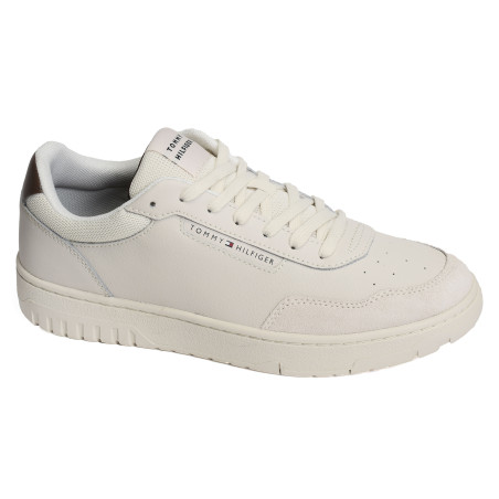 TH BASKET CORE LTH MIX 5467 Ecru, Sneakers basses Tommy Hilfiger