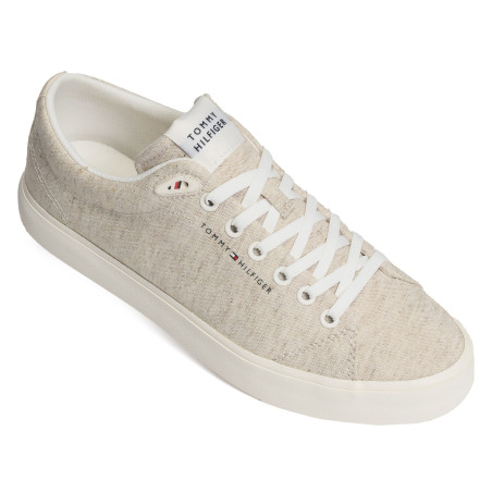 TH HI VULC LOW CORE CHAMBRAY 5389 Ecru, Chaussures basses Tommy Hilfiger