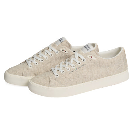 TH HI VULC LOW CORE CHAMBRAY 5389 Ecru, Chaussures basses Tommy Hilfiger